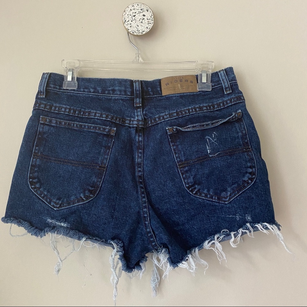Vtg Lee Riders Petites Cutoff Distressed Denim Jean Shorts High Waist 12p USA
